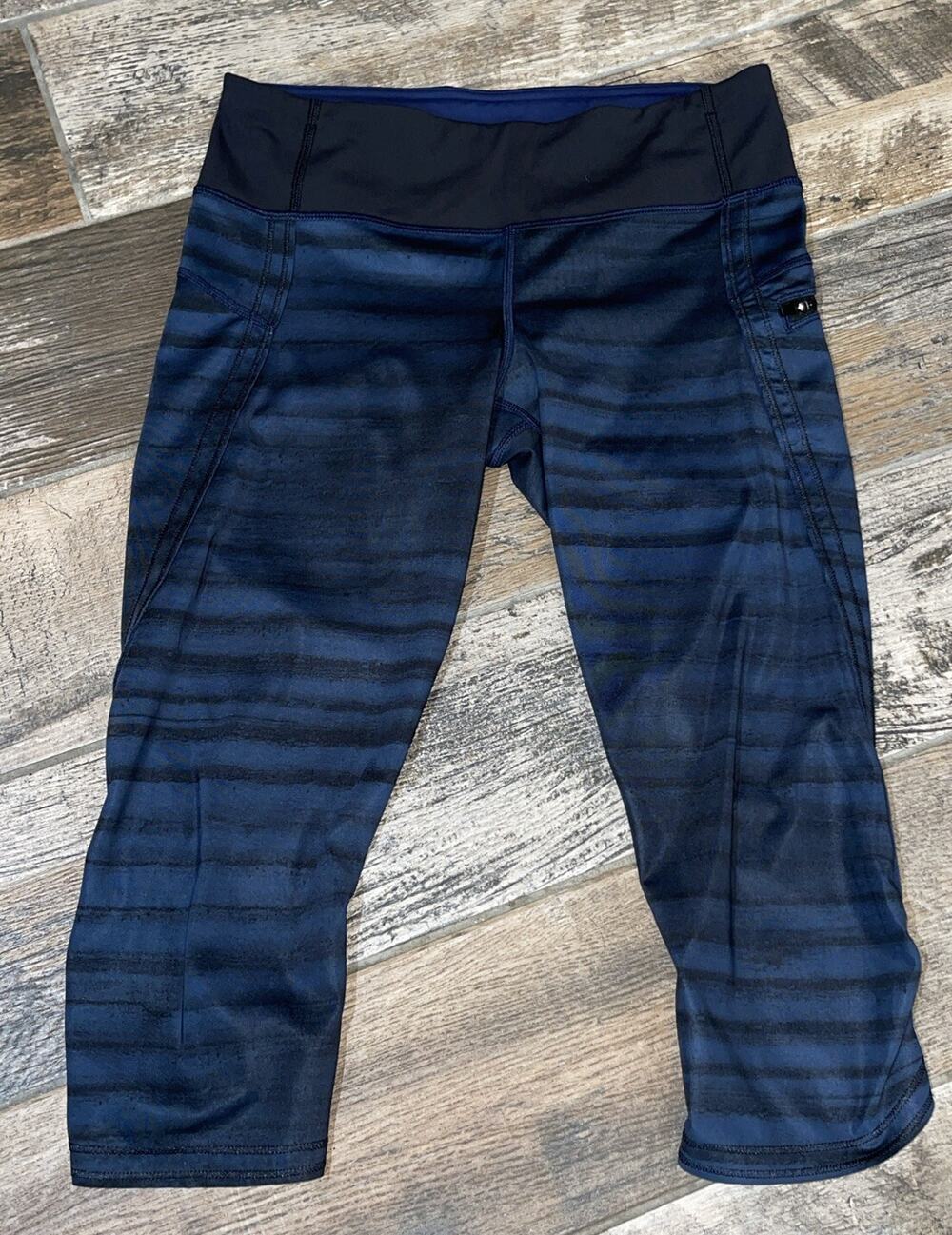 Lululemon Womens Size 6 Run:Speed Crop Good Vibes Deep Navy Black GUC